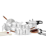 Jahez Set 23-Piece Metal Finish Cookware Set with Pressure Cooker