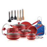 21 Pcs Jumbo Elegant Multi-Layer PFOA-Free Granite Marble Composite Cookware Set