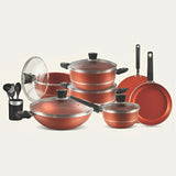 Deluxe 15 Pieces Marble Coated Premium Quality Non Stick Set Copper Color