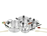 Prisma Set 15 Piece Metal Finish With Glass Lids