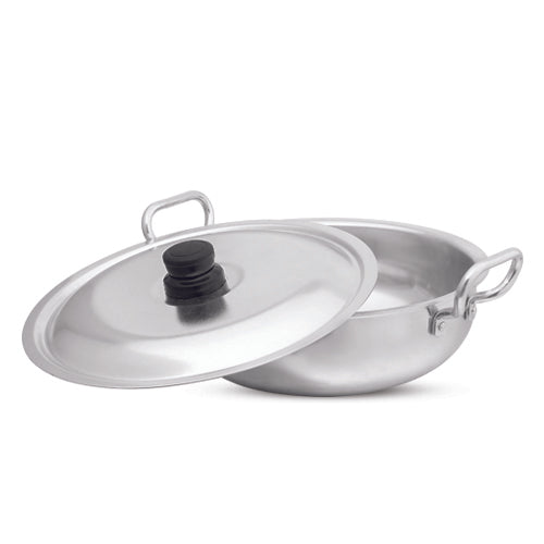 Heavy-duty Anodized Sand Coated Aluminum Karahi with Lid