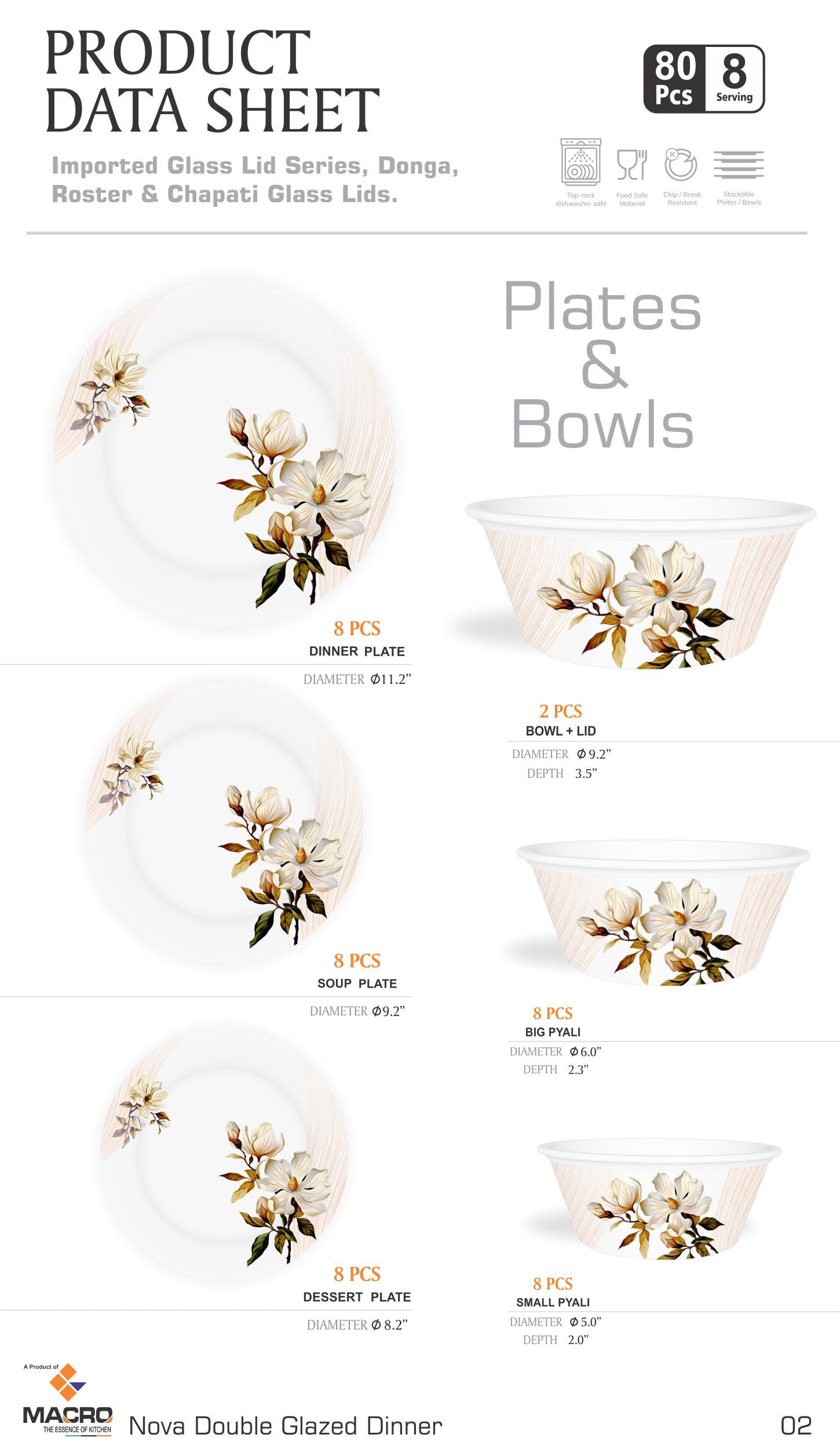 80 Pieces Nova Dinner Set Double Glaze