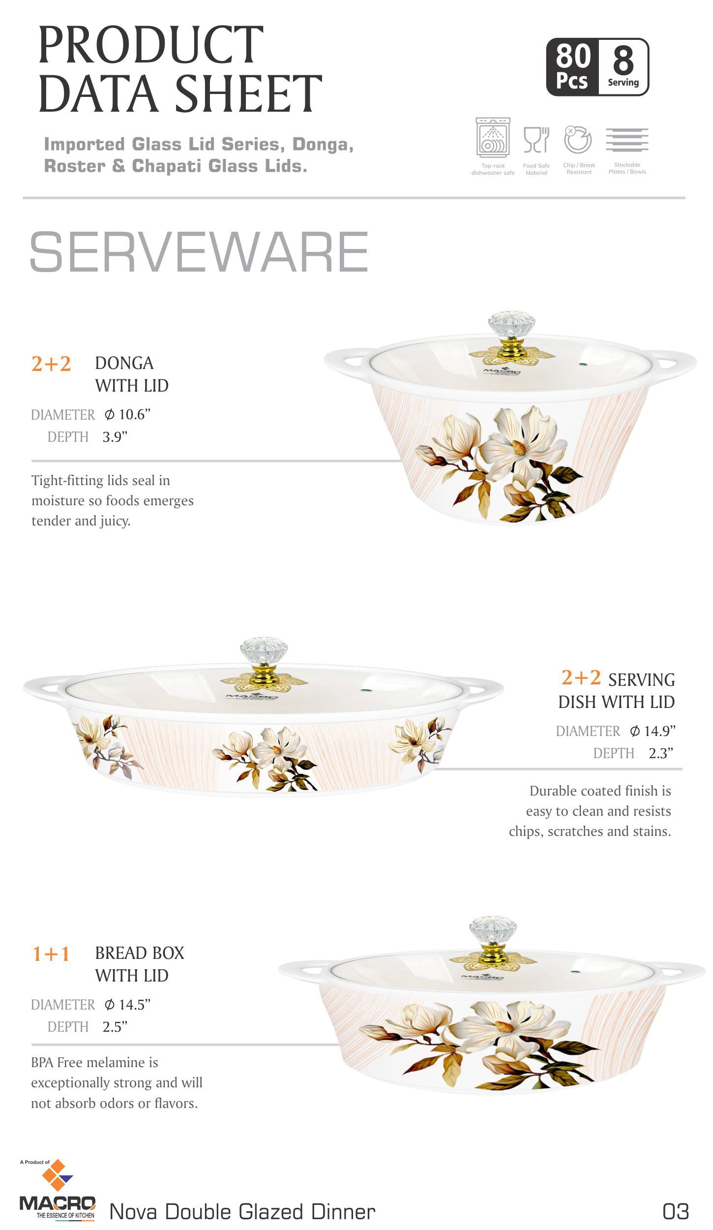80 Pieces Nova Dinner Set Double Glaze